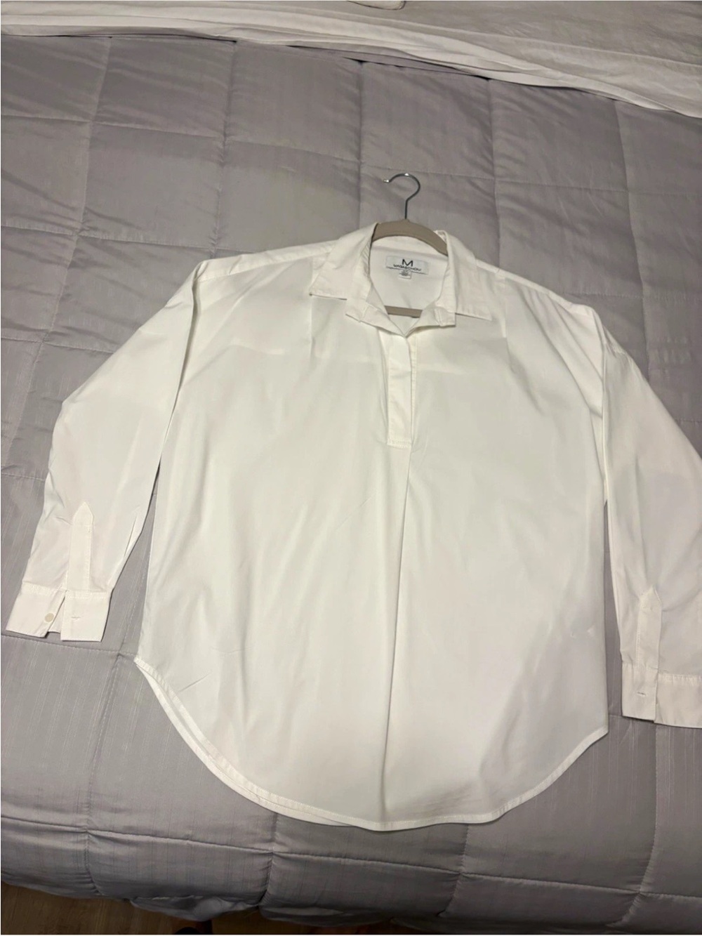 Magaschoni women’s  White Solid Stretch Dress Shirt SP Point Collar